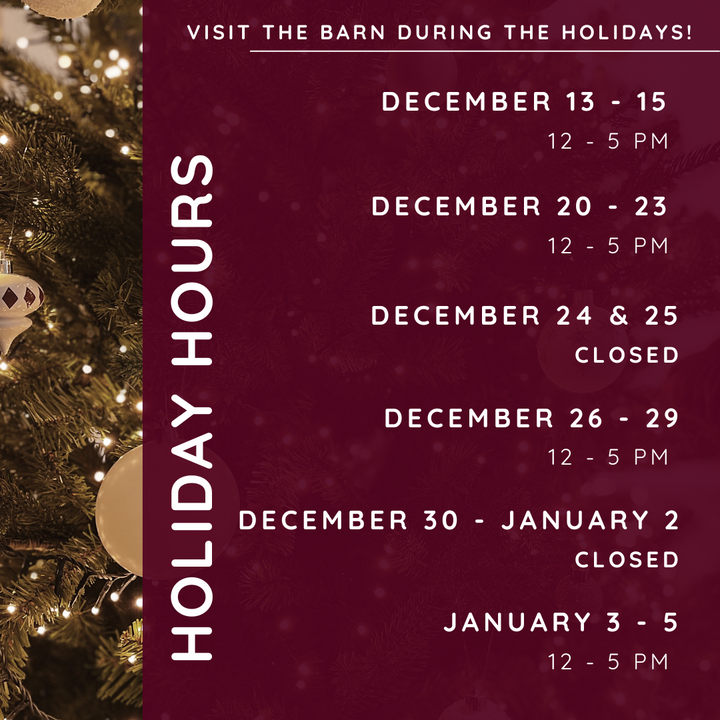 2024 Holiday Hours at The Barn